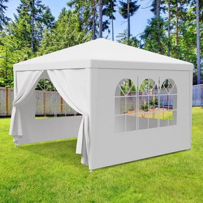 Trending 10'x10' White Party Tent | Outdoor Canopy Gazebo for Weddings, BBQs & Events w/ 4 Removable Walls, Waterproof Cover & Steel Frame