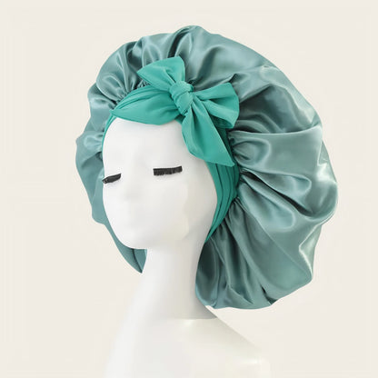 Women Luxurious Satin Bonnet Night Sleep Hair Silk Head Cover Wide Elastic Band