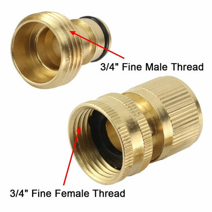 Quick Connect Brass Garden Hose Set 3/4" – Leak-Free, Durable & Easy to Use – Universal Fit for Hose, Spigot & Nozzle – Fast Install & Disconnect