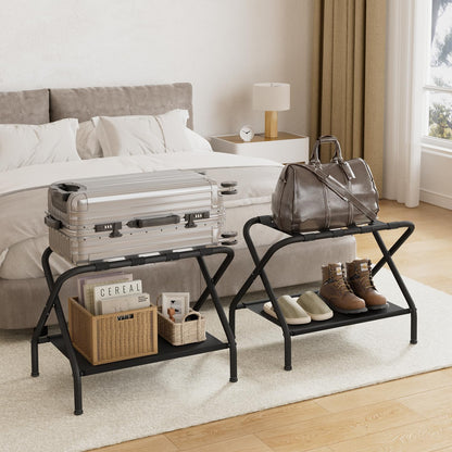 david yurman luggage rack Travel Essential Folding Luggage Rack – Sturdy, Easy Assembly, Adjustable Legs, Extra Shelf