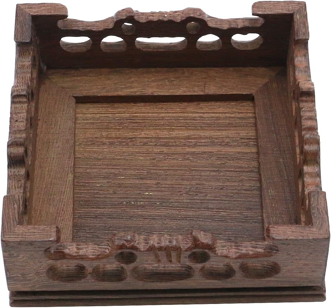 Traditional Craft Wooden Base Wood Display Stand Oriental Square Shape Pedestal