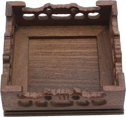 Traditional Craft Wooden Base Wood Display Stand Oriental Square Shape Pedestal