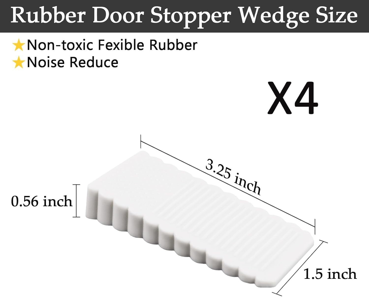 4 Pack Door Stoppers for Bottom of Door, Rubber Door Stopper Wedge