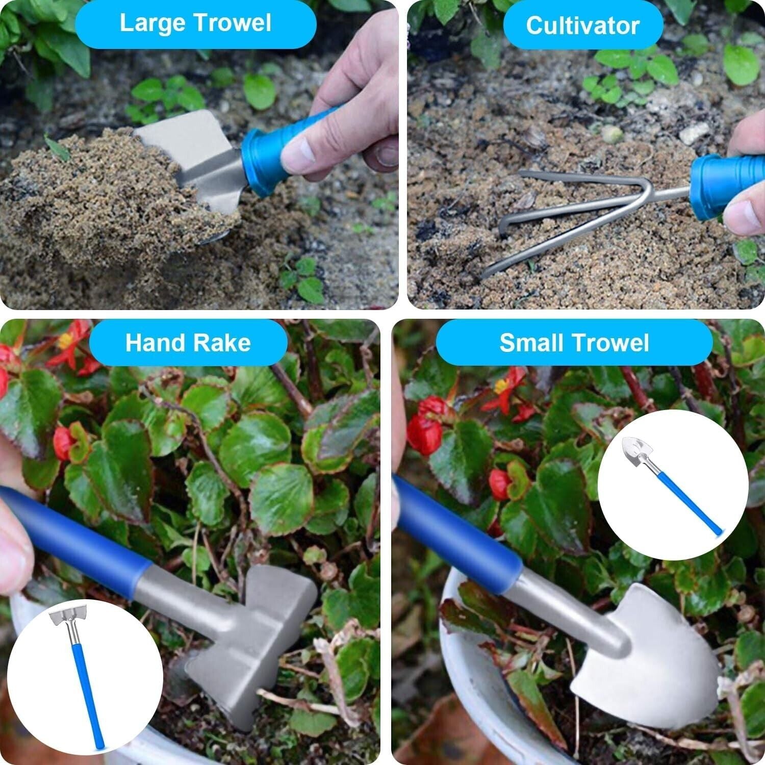 Gardening Tools Set of 10 - Complete Garden Tool Kit for Indoors & Outdoors