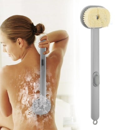 Long Handle Bath Shower Brush for Back Scrubbing | Soft Bristles Exfoliator with Body Wash Reservoir | Relaxing Muscle & Skin Cleaning Personal Tool