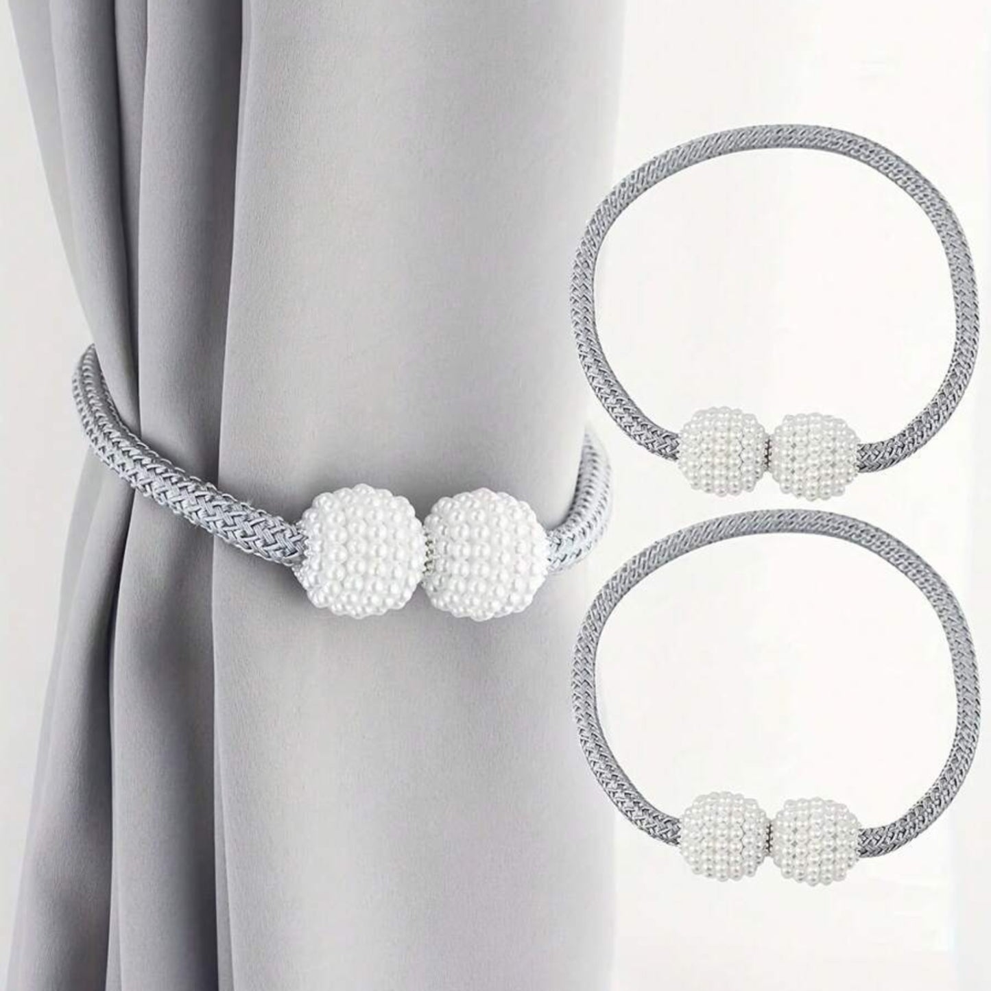 2Pcs Curtain Tiebacks Holdbacks Magnetic Buckle Woven Tie Hold Back Clips Rope