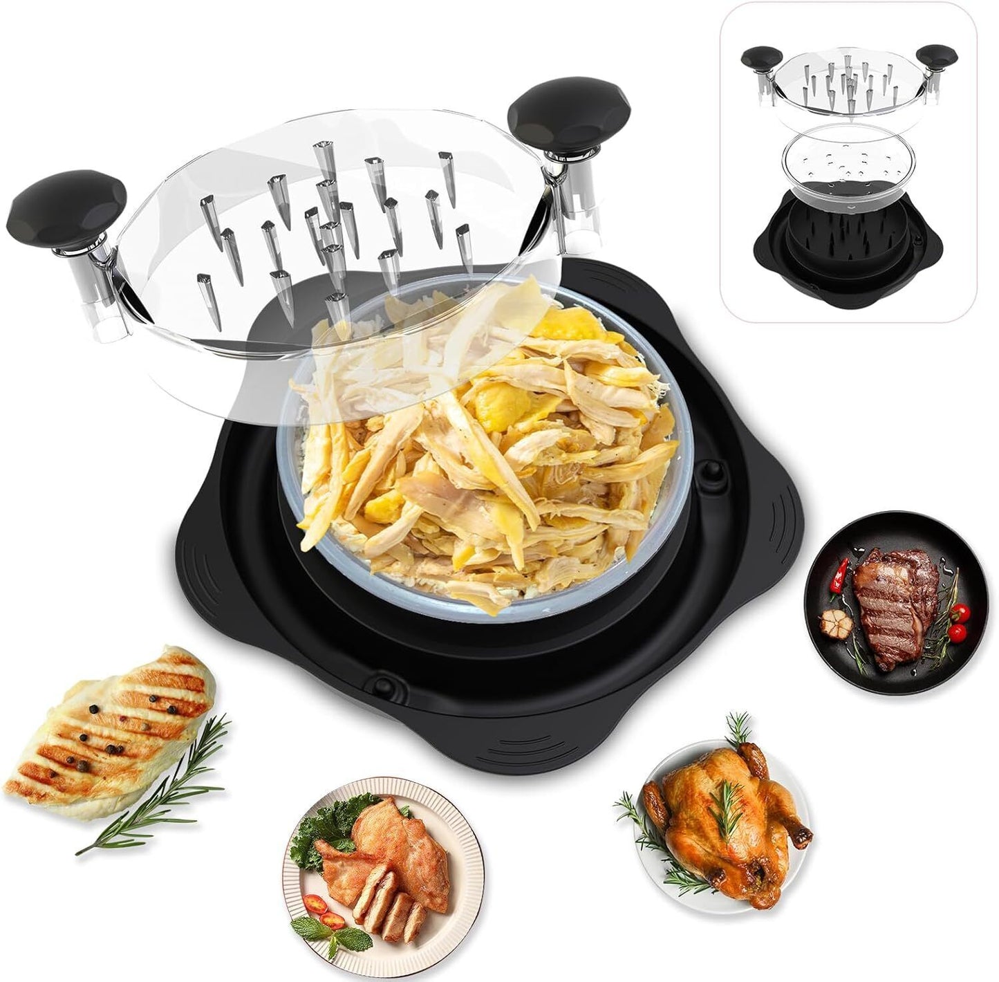 Chicken Shredder Tool - Easy Meat Shredder with Rotating Handle, Non-Slip Base, BPA-Free, Dishwasher Safe for Chicken, Pork, Beef - Kitchen Must-Have