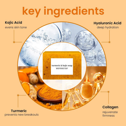 2-Pack Turmeric Glow Soap Bar - Lemon & Kojic Acid, Removing Dark Spots