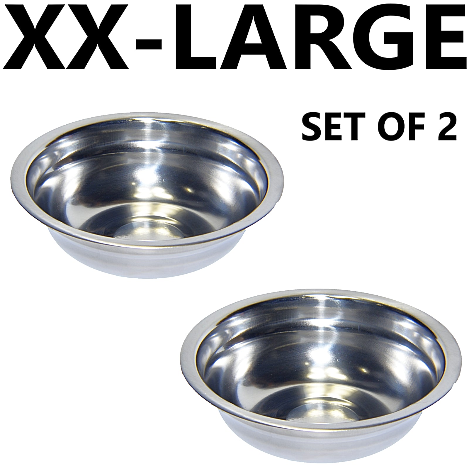 Set of 2 Dog Cat Pet Bowl Dish Metal STAINLESS STEEL Silver New XXS-XXL