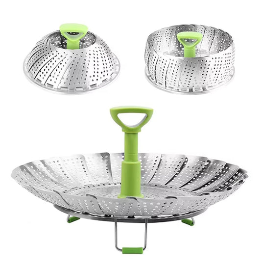 Folding Stainless Steel Steamer Basket 5.5–9″ – Expandable & Dishwasher‑Saf