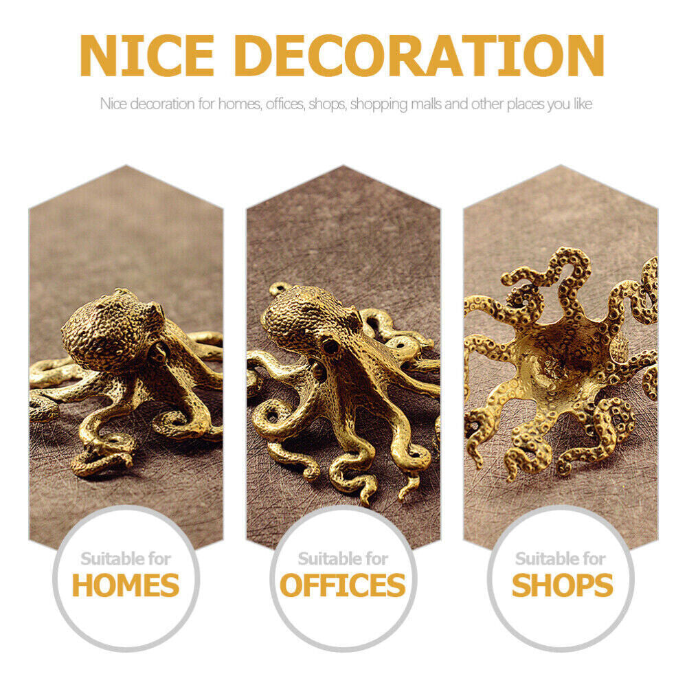 USA Brass Octopus Sculpture Wild Sea Life Figurine Housewarming Gift Decoration