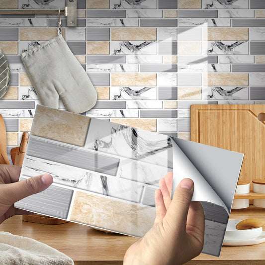 Peel and Stick Tile Sticker 3D Brick Wallpaper Self Adhesive Mosaic Tile 12 Pack