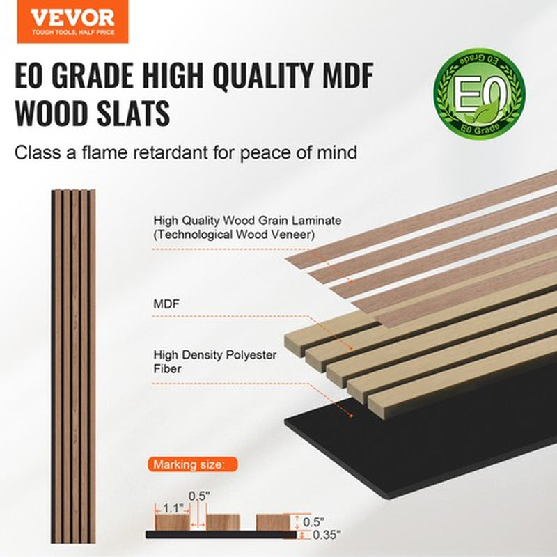 VEVOR Wood Slat Acoustic Panels 7.9 X 94.5 in for Modern Wall Decor Walnut