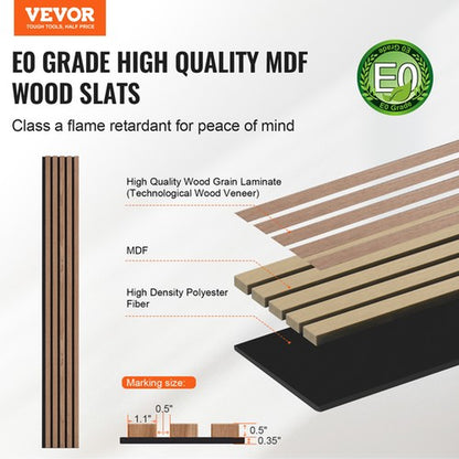 VEVOR Wood Slat Acoustic Panels 7.9 X 94.5 in for Modern Wall Decor Walnut