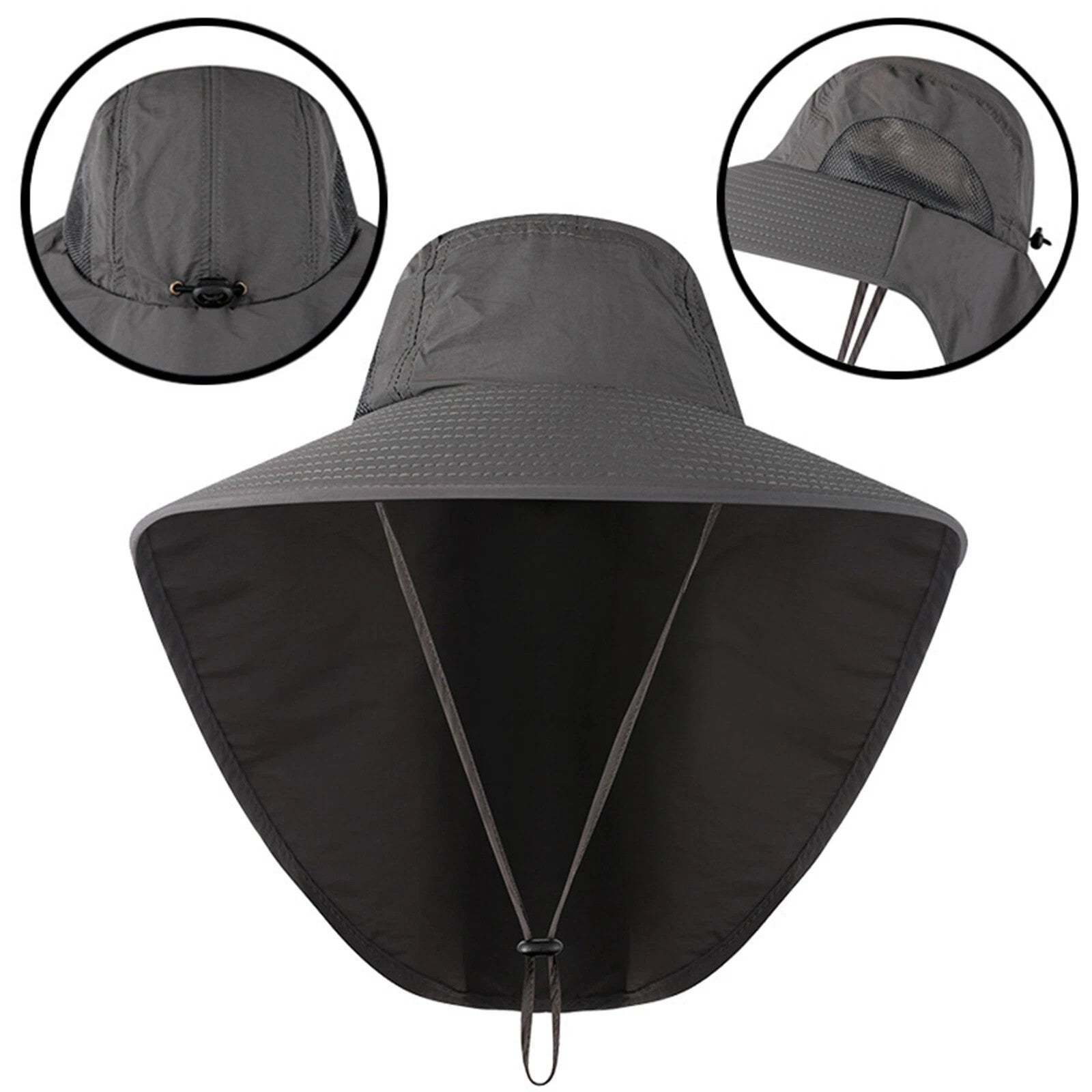 Wide Brim Sun Hat with Neck Flap UV Protection Hiking Fishing Cap Men Women US