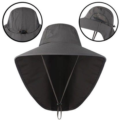 Wide Brim Sun Hat with Neck Flap UV Protection Hiking Fishing Cap Men Women US