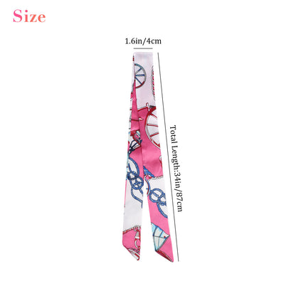 12 PCS Women Satin Silk Scarf Wrap Tied Bag Handle Neck Hair Long Ribbon Travel
