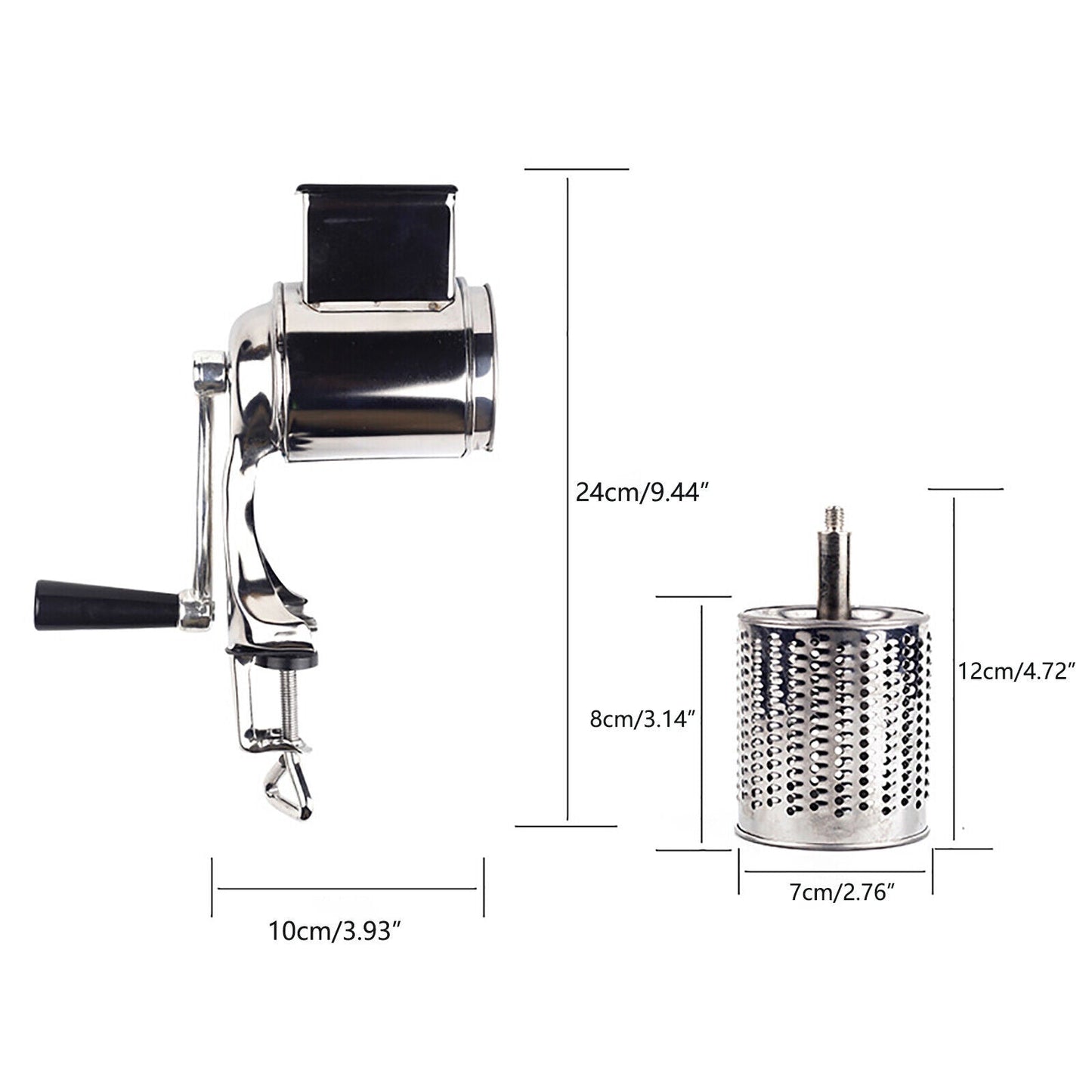 Cheese Vegetable Grater Rotary Stainless Steel Multi Slice Cutter Kitchen Metal Slicer Utensils Blade Grinder fast cutting machine Round food chopper