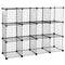 12-Cube Wire Storage Organizer – DIY Metal Bookshelf & Shelving Rack for Bedroom, Living Room, or Closet – Modern Industrial Design, Large Capacity