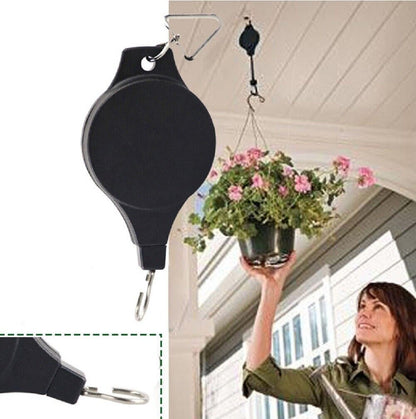 2-Piece Retractable Plant Pulley Set - Adjustable Hook for Hanging Baskets & Pot