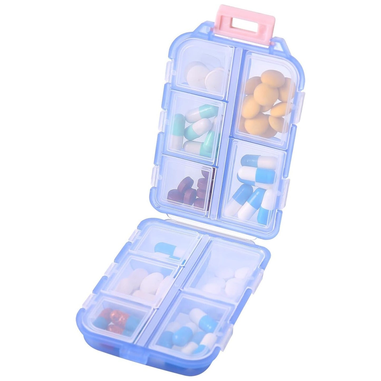 3PCS Pill Organizer 10 Compartments Travel Pill Box Portable Folding Small Case
