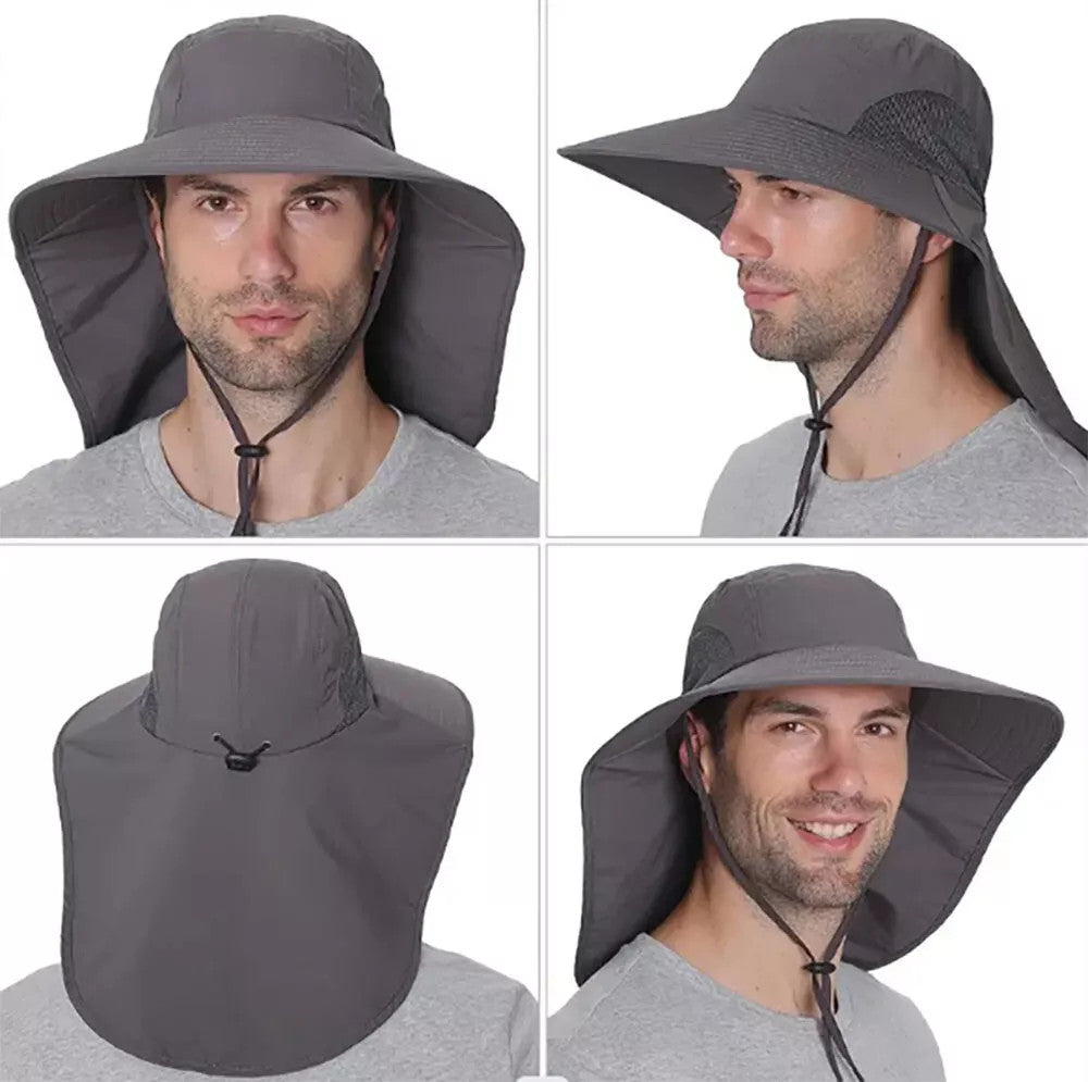 Wide Brim Sun Hat with Neck Flap UV Protection Hiking Fishing Cap Men Women US