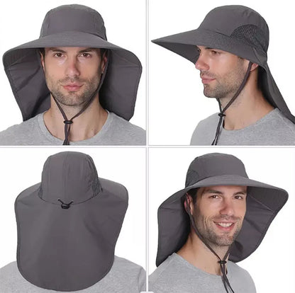 Wide Brim Sun Hat with Neck Flap UV Protection Hiking Fishing Cap Men Women US