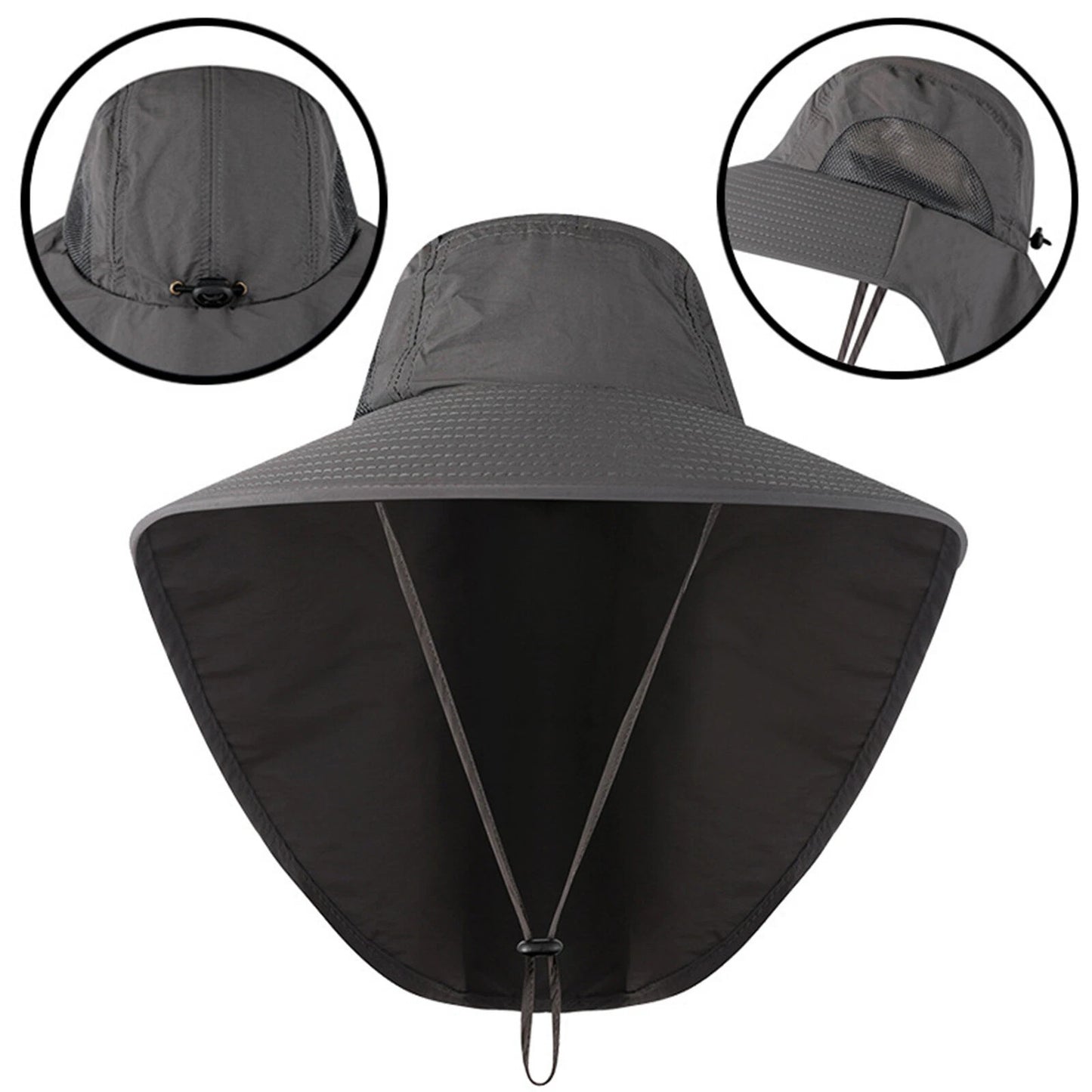 Wide Brim Sun Hat with Neck Flap UV Protection Hiking Fishing Cap Men Women US