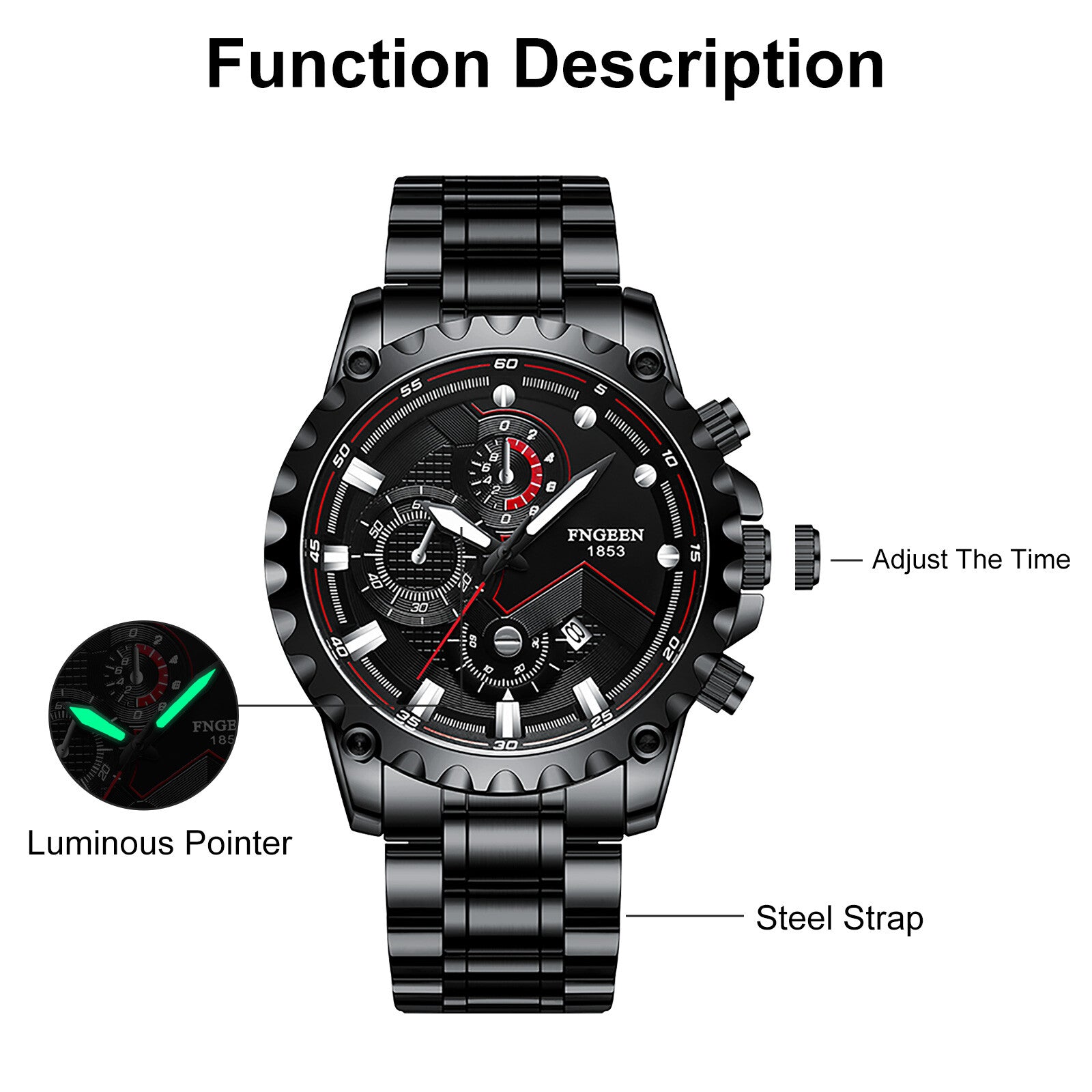 Waterproof Men'S Watch Classic Stainless Steel Quartz Luminous Luxury Wristwatch