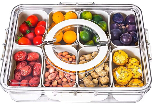 veggie tray, Snack Container with Removable Cups – Portable, Airtight & Stackable for Snacks, Charcuterie, Fruits, Meal Prep & Pantry Kitchen Storage
