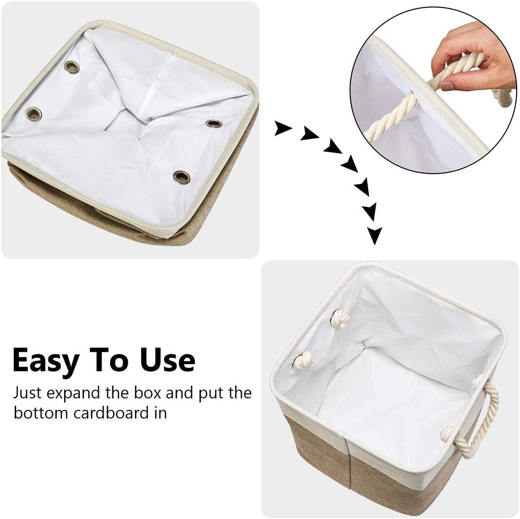 Large Storage Basket Rectangular Fabric Collapsible Organizer Bin Box 13×13×13In