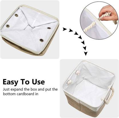 Large Storage Basket Rectangular Fabric Collapsible Organizer Bin Box 13×13×13In