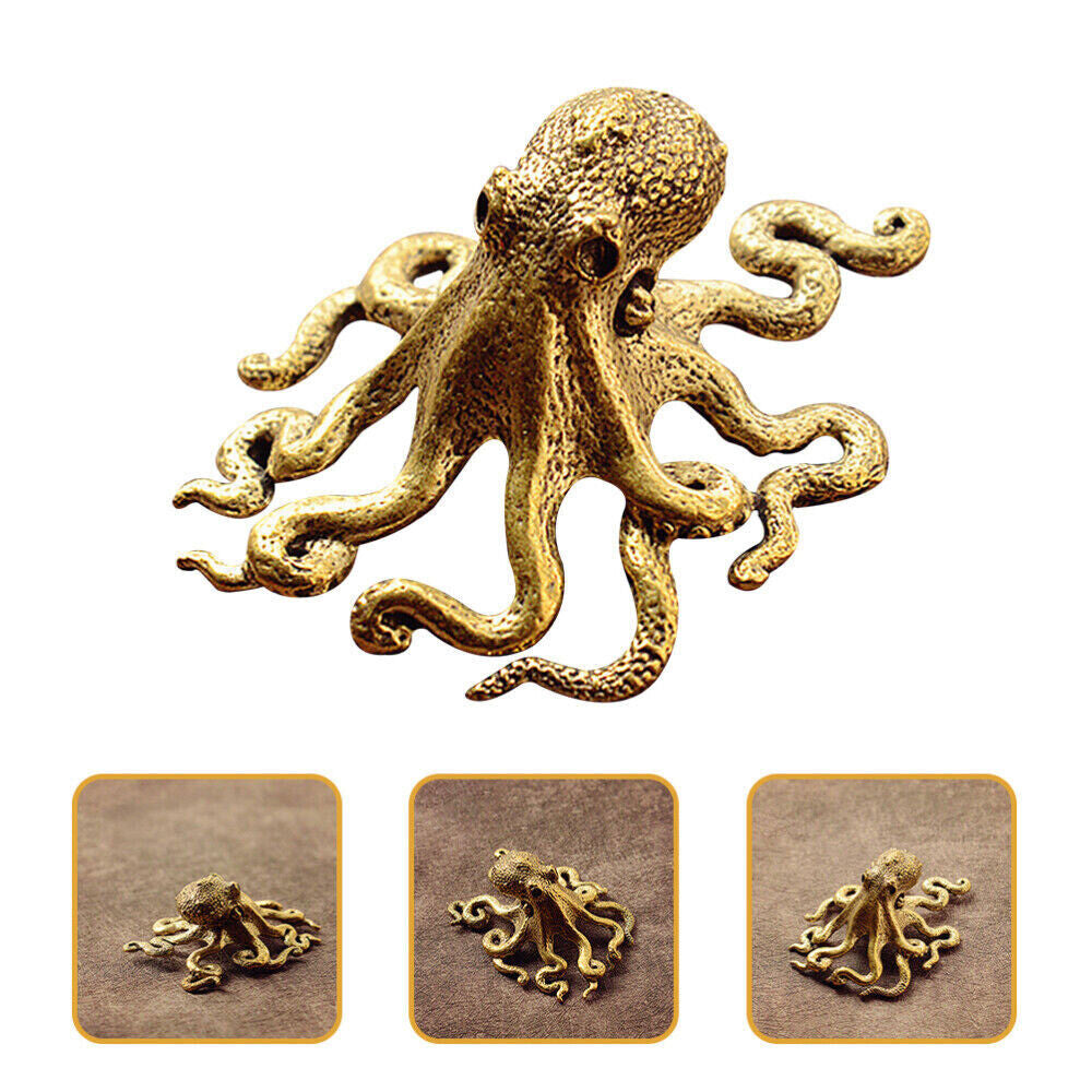 USA Brass Octopus Sculpture Wild Sea Life Figurine Housewarming Gift Decoration