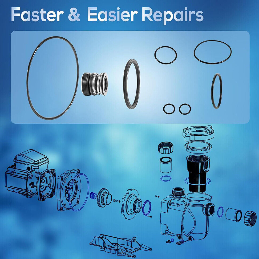 Pentair SuperFlo O-Ring Repair Kit Supermax 78 Pool Pump Gasket Seal O-Ring Rebuild Repair Kit