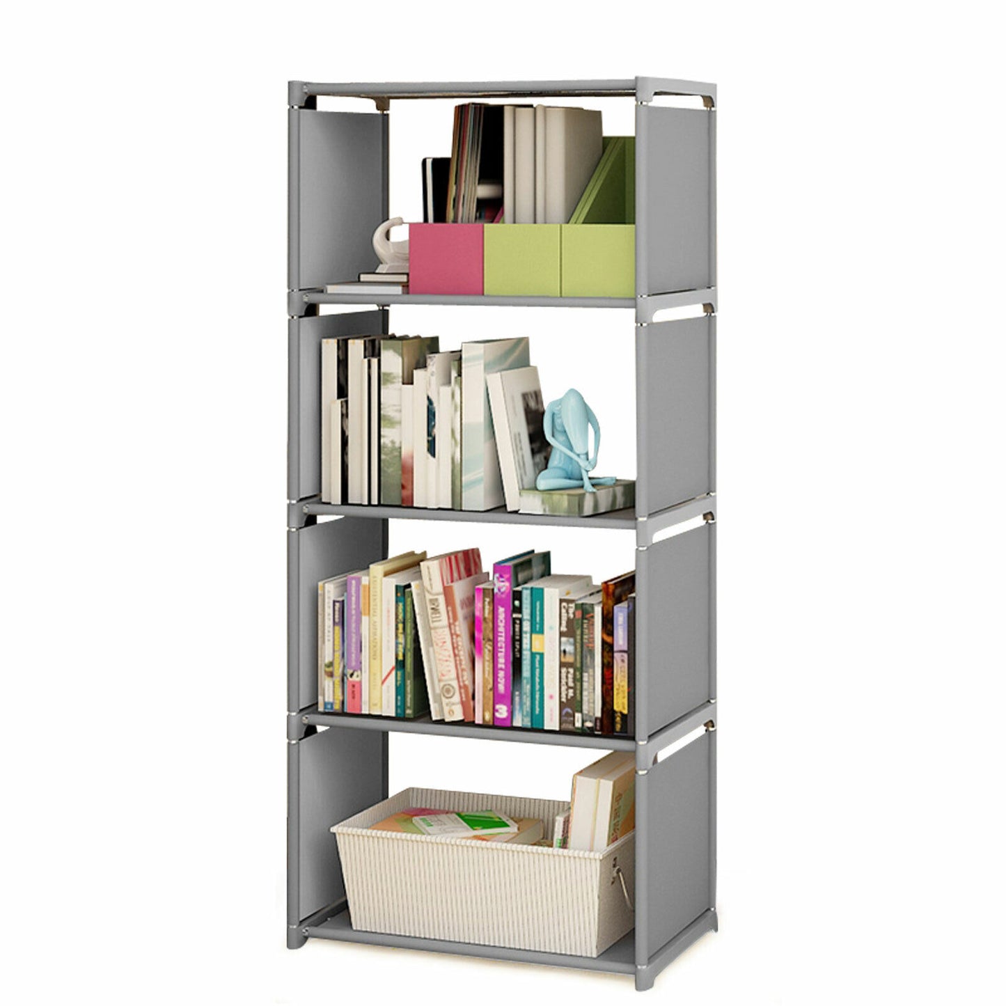 Book Cabinet Rack 4-Tier Bookcase Shelving Storage Organizer Bookshelf Stand