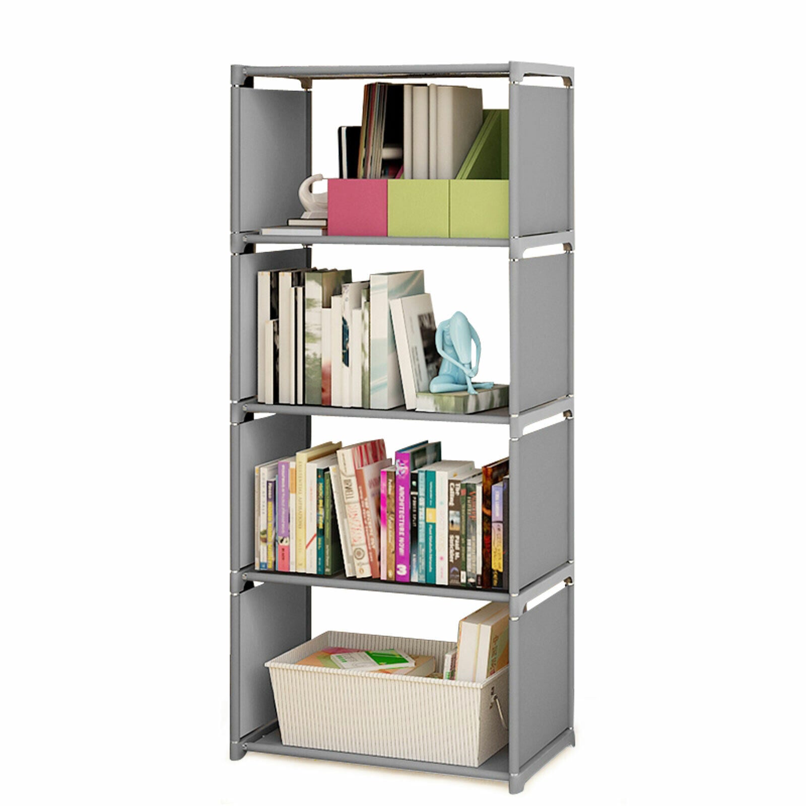 Book Cabinet Rack 4-Tier Bookcase Shelving Storage Organizer Bookshelf Stand