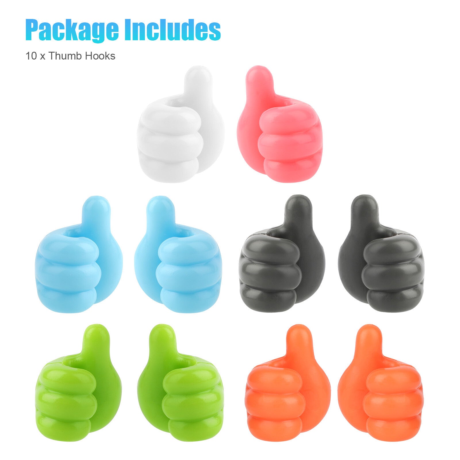 40X Thumb Shape Self Adhesive Hook Multifunctiona