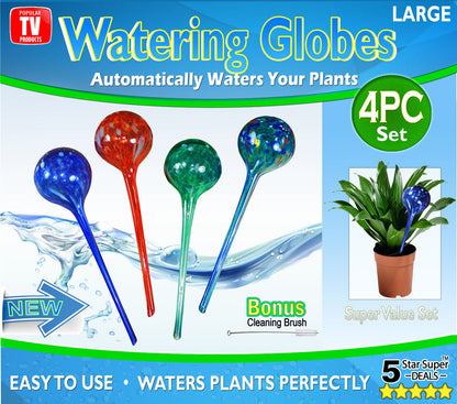 Aqua Globes Automatic Glass Plant Watering Self-Watering System for Up to 2 Weeks Perfect for Vacations, Hand-Blown Decorative Design, Indoor Outdoor