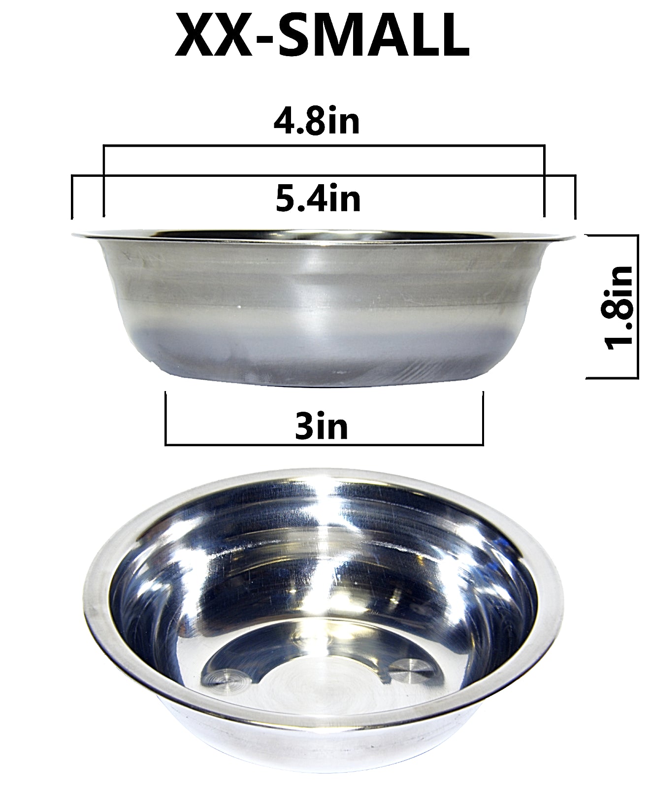 Set of 2 Dog Cat Pet Bowl Dish Metal STAINLESS STEEL Silver New XXS-XXL