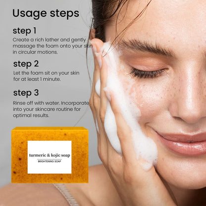 2-Pack Turmeric Glow Soap Bar - Lemon & Kojic Acid, Removing Dark Spots
