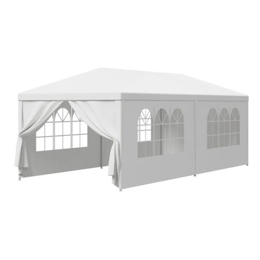 Trending 10'x20' White Party Tent | Outdoor Wedding Gazebo Canopy w/ 6 Removable Side Walls, Waterproof Cover, Steel Frame & Easy Setup