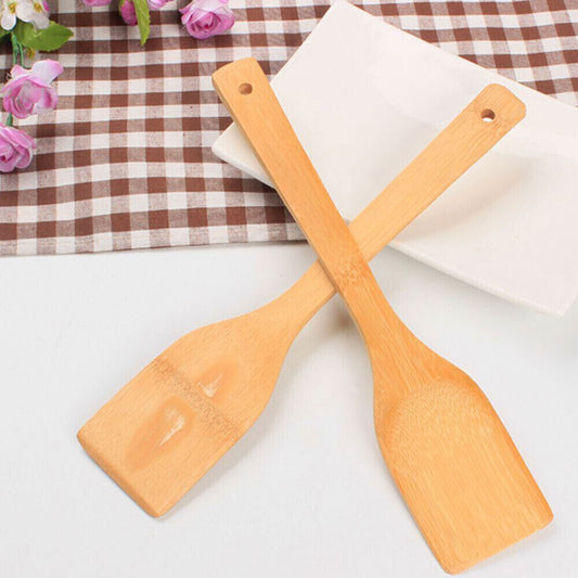Aesthetic Kitchen Bamboo Wooden Utensils – Set of 2/4/6 Eco-Friendly Spatula, Spoon & Cooking Tools for Home Chefs & Meal Prep