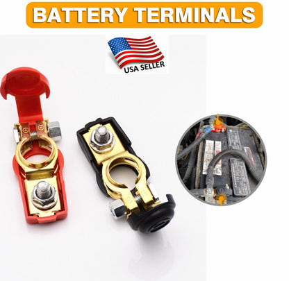 Heavy Duty Car Battery Terminal Connectors - Universal Fit for Cars, Positive & Negative Posts, Adjustable Clamps, Easy Install, Copper Plating