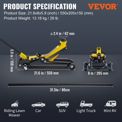 Trending 2.5 Ton Low Profile Floor Jack - Heavy-Duty Steel Hydraulic Car Jack | Single Piston Pump, Secure Lift for Cars, Trucks, SUVs & DIY Repairs