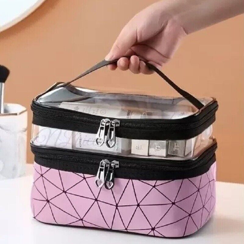 emergency kit for girls Waterproof Travel Makeup Bag Cosmetic Organizer with Transparent Compartment, Large-Capacity Toiletry Pouch