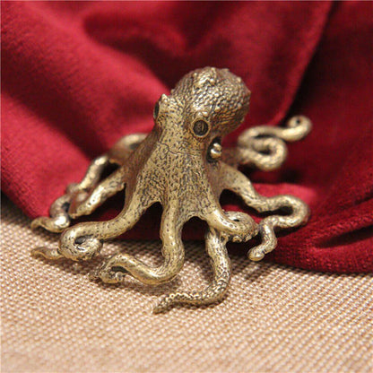 USA Brass Octopus Sculpture Wild Sea Life Figurine Housewarming Gift Decoration
