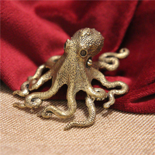 USA Brass Octopus Sculpture Wild Sea Life Figurine Housewarming Gift Decoration