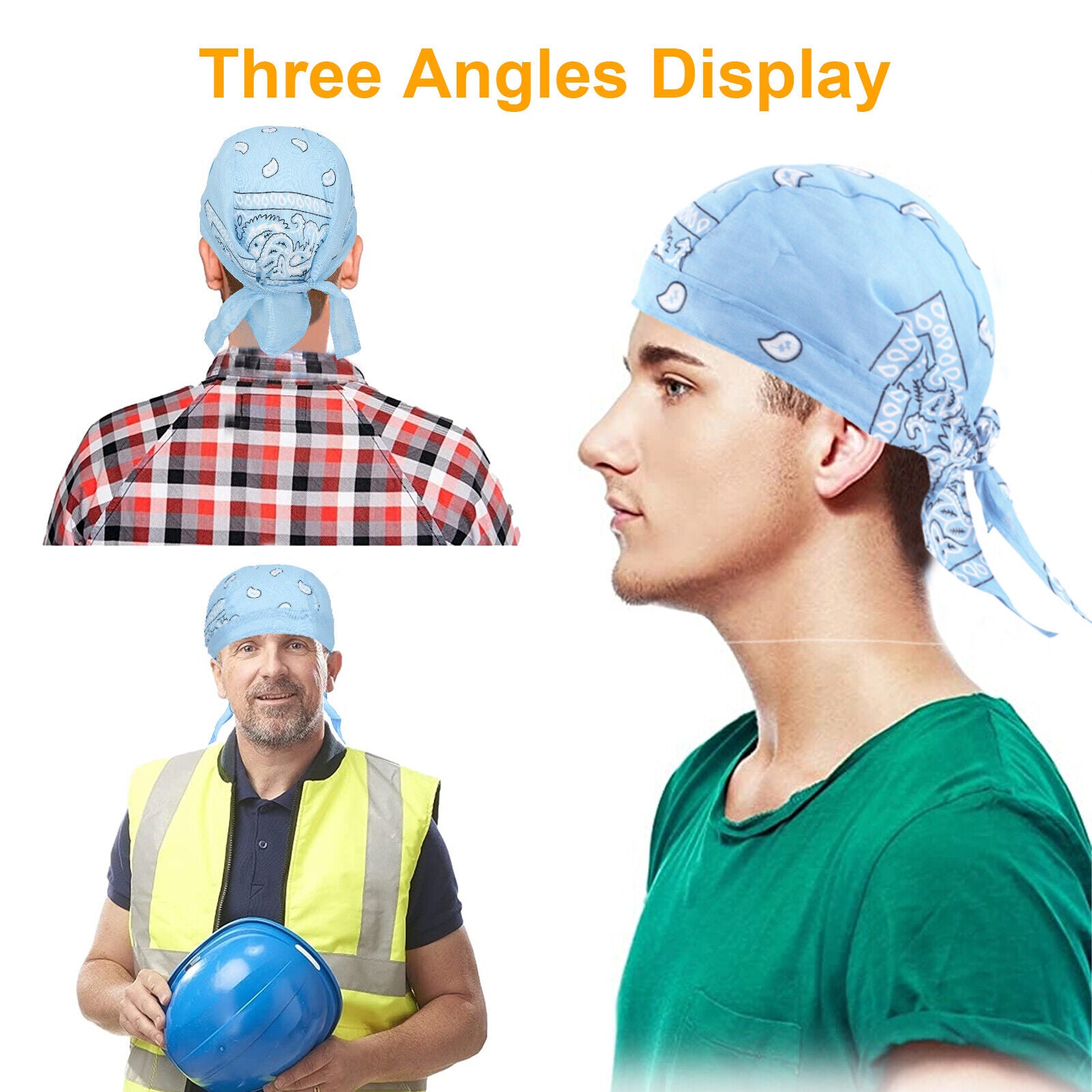 6PCS Men’s Biker Head Wraps – Doo Rag Skull Caps, Cotton Bandanas for Motorcycle & Cycling | Stylish & Comfortable, TikTok Trendy Riding Accessories