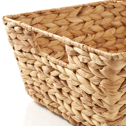 2Pk Wide Pantry Baskets, Hyacinth Wicker Kitchen Storage Bins for Shelves