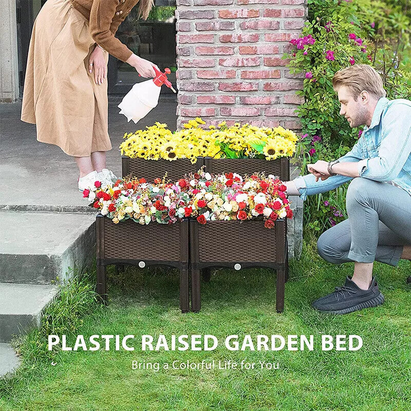 2X Elevated Rectangular Raised Garden Bed Flower Vegetable Grow Planter Care Box